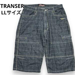 TRANSER トランサー カーゴハーフパンツ メンズ LL 88cm バギーショーツ デニムハーフパンツ デニムパンツ B系パンツ 古着 個性的 送料無料