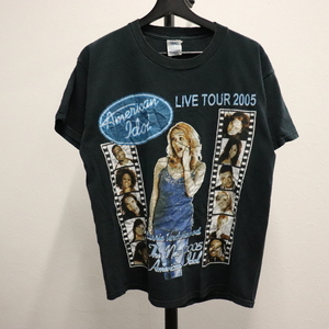 U494 2005年製ビンテージ DELTA AMERICANIDOL プリントTシャツ■00s 表記Mサイズ 黒 ブラック アメカジ ストリート バンドT 古着卸 90s 80s