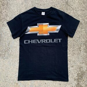 【XS/S】CHEVROLET シボレー プリントTシャツ ブラック 黒■オールド アメリカ古着 ギルダン コットン アメ車 モーター系 レディース