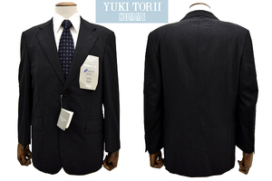 L-1791★新品★YUKI TORII HOMME ユキトリイ オム★定価\78,000 ブラック黒色 形状記憶 テーラードジャケット A4 S