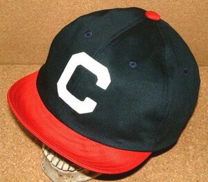 新品 CUSHMAN クッシュマン ビンテージ スタイル コットン ツイル生地 アンパイア キャップ フリーサイズ ベースボールキャップ 帽子 紺 赤