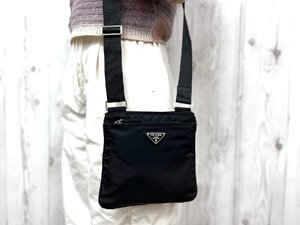 極美品 PRADA プラダ テスート ショルダーバッグ サコッシュ バッグ B7372 ナイロン 黒 メンズ 77866