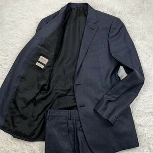 極美品/XL相当◎アルマーニコレッツォーニ スーツ セットアップ シルク混 ウール TLINE ARMANI COLLEZIONI ビジネス ネイビー 紺色 50