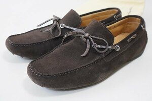 【1円～】SANTONI ◆ ドライビングシューズ ブラウン サイズ6 (保存袋付き) スエードレザー スリッポン モカシン 伊製 サントーニ ◆4/ZZ5