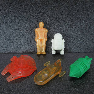 当時物 明治製菓 スターウォーズ おまけ C3PO R2D2 ポリ人形 食玩 G.M.F.G.I. 消しゴム ランドスピーダー ミレニアムファルコン 脱出ポッド