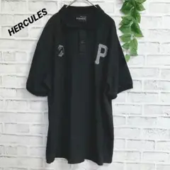 ♡【HERCULES】ヘラクレス (XXL) ポロシャツ 綿100% 英字 ロゴ