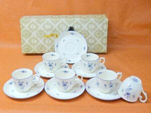 j058 Noritake ノリタケ CRAFTONE カップ＆ソーサー 6客セット ブルーフラワー 花柄 洋食器 /100