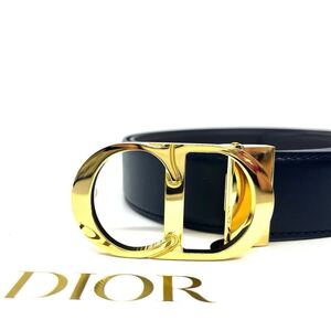 【未使用品】DIOR HOMME ディオールオム ベルト クリスチャンディオール Christian Dior CDバックル レザー ゴールド ブラック ビジネス