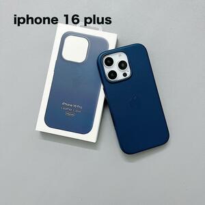 【新品】純正互換品 iPhone16plus ケースレザーケース　ブルー