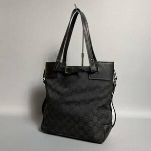 65B20｜美品｜グッチ GGキャンバス トートバッグ ブラック