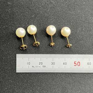 1円スタート K18 K14 約3.2g パール ピアス　アクセサリー 本真珠 レディース スタッド