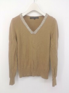 ◇ green label relaxing UNITED ARROWS Vネック 装飾 長袖 ニット セーター サイズ38 ブラウン系 レディース P