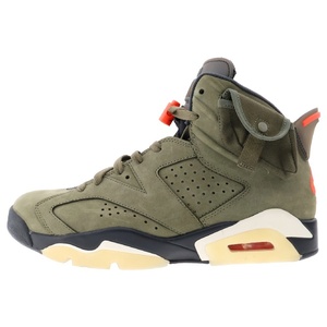 ナイキ ×TRAVIS SCOTT AIR JORDAN 6 RETRO SP CN1084-200 トラヴィススコット エアジョーダン6 ハイカットスニーカー US9.5/27.5cm カーキ