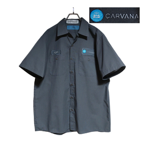 CiNTAS 半袖ワークシャツ size L グレー ゆうパケットポスト可 胸 ワッペン CARVANA 古着 洗濯 プレス済 g36