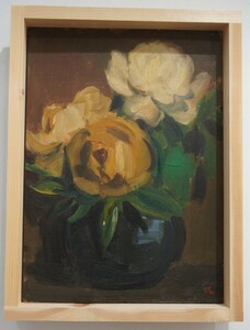 藤野龍「作品(シャクナゲ)」1934年（昭和9年）油彩キャンバス　雰囲気のある良い作品です。真作保証