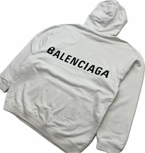 BALENCIAGA ☆ バレンシアガ 正規 バックロゴ プルオーバーオーバーサイズ スウェット パーカー ホワイト S 秋冬 モード ストリート■S3695