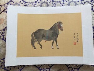 中国の墨彩画。直筆絹本。馬の絵。 額無し。在庫処分品です。14