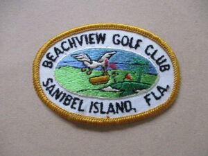 80s サニベル島フロリダ ビーチビューSANIBEL ISLAND FLA BEACHVIEW GOLF CLUB刺繍ワッペン/CCアップリケGOLFビンテージGC紋章ゴルフV188