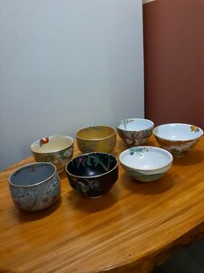 抹茶碗 茶道具 茶器 桑野むつ子 7客まとめ 京焼 抹茶茶碗 中古品 現状品　