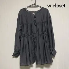 【w closet】シースルーシャツ,チュニック(チャコール)