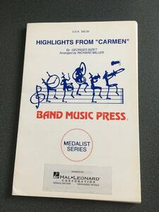 ♪♪【入手困難】 吹奏楽譜 マーチング （スコア）Highlights from Carmen カルメン・セレクション / Richard Miller ♪♪