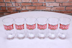 未使用! コカ・コーラ グラス コップ 6個セット レトロ品 長期保管品 高さ約15cm ドリンクグラス Coca-Cola 非売品■(R0912)