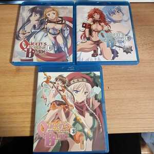 クイーンズブレイド 流浪の戦士 ブルーレイ 1～3巻 ★ 計3点セット CD＋ブックレット＋ポストカード ★美品★20240425-ネズミay15