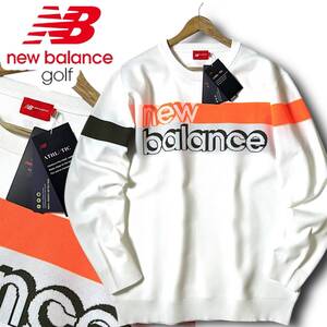 新品 new balance ニューバランス ゴルフ 防風 防寒 保温 2段ビッグロゴ ストレッチ ジャガード 長袖 ニット セーター 7 3L 秋冬 ◆B5643