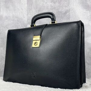 極美品 LOEWE ロエベ アナグラム ビジネスバッグ ブリーフケース ボストン トート メンズ レザー A4 ロゴ型押し デカロゴ 通勤 通学 黒