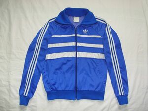 ☆ 70s80s イングランド製 ビンテージ adidas アディダス トレフォイル ジャージ トラックジャケット sizeS 青×白☆USA古着 UK ユーロ 90s