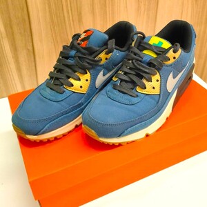 １円～■26cm NIKE AIR MAX 90 PRM CW1409-400 ナイキ エアマックス 90 ブルーホワイトブラック メンズ スニーカー 【5820】