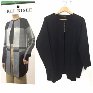 新品■REI RISEE レディース 丸首コート XL ブラック 大きいサイズ お上品 綺麗め