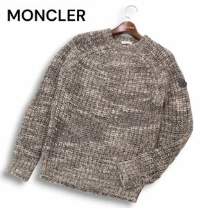 MONCLER モンクレール 秋冬 ロゴ ワッペン★ アルパカ&ウール ローゲージ ニット セーター Sz.S　メンズ ブルガリア製　I4T03786_B#K