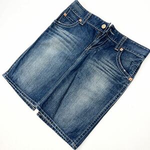 リーバイス ☆ LEVIS NL420-0002 デニム スカート デニムスカート スリット M インディゴ ブルー 自然な色落ち♪ アメカジ 古着MIX■Ja3765