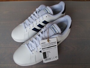 26.5cm(小さめ) adidas GRAND COURT FV8131 天然皮革 レザースニーカー 白(一部黒青) 本革 アディダス グランドコート