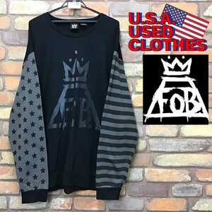 ME13-249★USA買付商品【Fall Out Boy フォール・アウト・ボーイ】AB/AP クレイジーパターン スウェットシャツ【2XL】黒×灰 バンド ロック