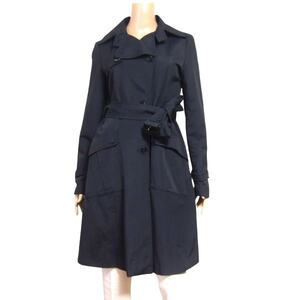 美品/ザラウーマン ZARA WOMAN トレンチコート 表記 M 9号 L 11号 相当 古着 濃紺 ネイビー レディース 春秋 アウター 綿 コットン ベルト