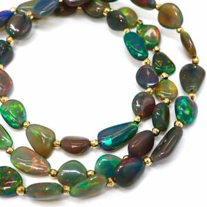 1円〜!!遊色効果!!《天然ブラックオパールネックレス》N 約9.6g 約46.0cm opal necklace jewelry ED0/ED0.M82