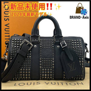 ★【新品未使用/入手困難!!】ルイヴィトン Louis Vuitton キーポル・バンドリエール25 ミニボストンバッグ スタッズ メンズ M23794★