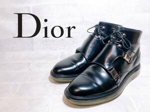 定価20万円超【極美品】Dior HOMME ディオール オム 高級 レザーブーツ ダブルモンク 黒 40（約25cm）正規品