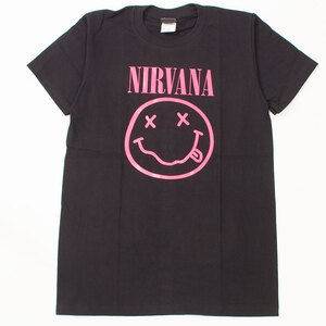 ロックTシャツ NIrvana ニルヴァーナ ピンク ニコちゃん Lサイズ　Smiley Face agt-0282