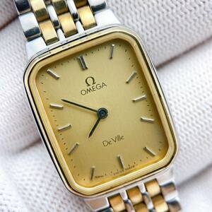 美品 オメガ OMEGA デビル DEVILLE 腕時計 クオーツ QZ ゴールド レクタン オクタゴン プッシュ 純正ステベルト 1387 電池切れ ジャンク y8