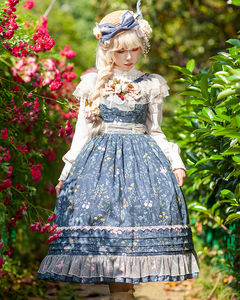 クラロリ クラシカル エレガント ジャンパースカート ワンピース ドレス ロング丈 Lolita ロリータ ロリィタ 花柄 お花 フラワー ガーリー