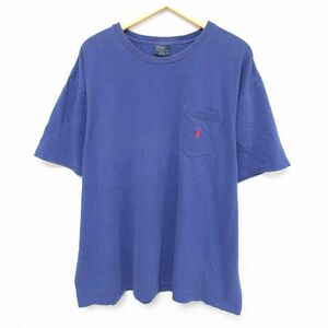 XL/古着 ラルフローレン Ralph Lauren 半袖 ブランド Tシャツ メンズ ワンポイントロゴ 胸ポケット付き 大きいサイズ コットン クルー