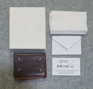 【１円スタート】 MAISON MARGIELA メゾン マルジェラ 折り財布 フォーステッチ ブラウン系 イタリア製