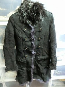 DOUBLE STANDARD CLOTHING ラムファー レザー ナポレオン ジャケット コート ブラック #2541154 ダブルスタンダードクロージング