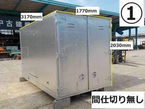 岡山発7670002000024※外側塗装済●2トントラックコンテナ-1●荷台●間仕切りなし●倉庫●物置●（坪）●中古