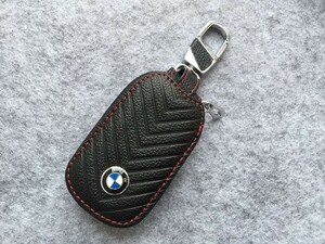 BMW用 キーケース スマートキー ラウンドファス ナー 軽量 鍵　収納 レザ ーキーケース ★ブラック