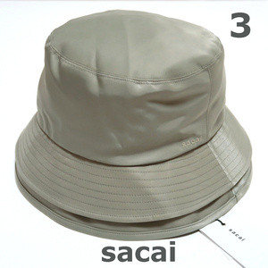 3 新品 Sacai ダブルブリム バケット ハット 帽子 ナイロンツイル サカイ