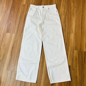 YT2559 UNIQLO JEANS ユニクロジーンズ バギージーンズ ホワイト サイズ25 ミドルライズ オーセンティックデニム ワイドパンツ 221-451193